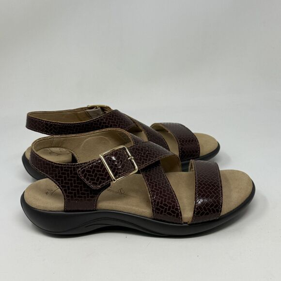SAS Laguna Weave Henna Sandals Womens 6 M Brown Croc Print Strappy Comfort USA - Picture 2 of 14
